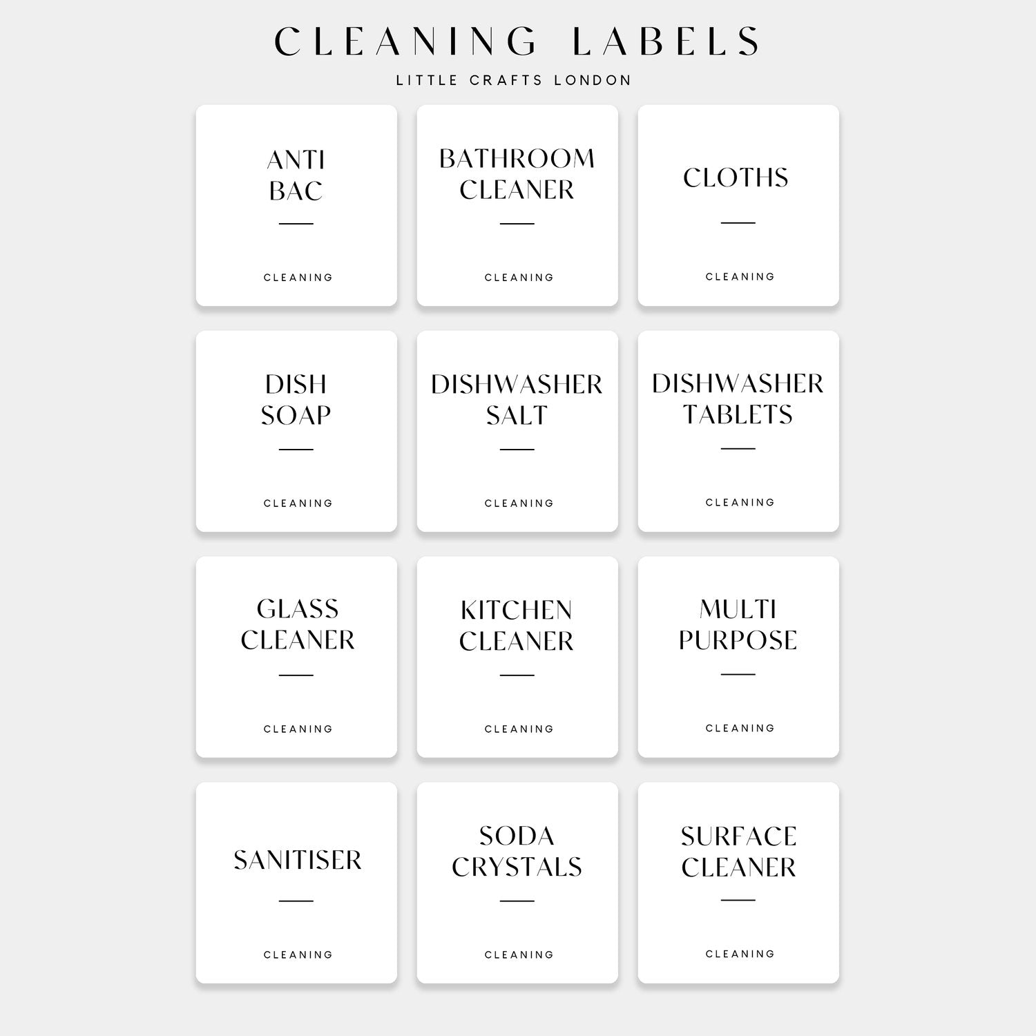 White Waterproof Cleaning Labels 6 CM x 6 CM (12 Labels) - Little Crafts London