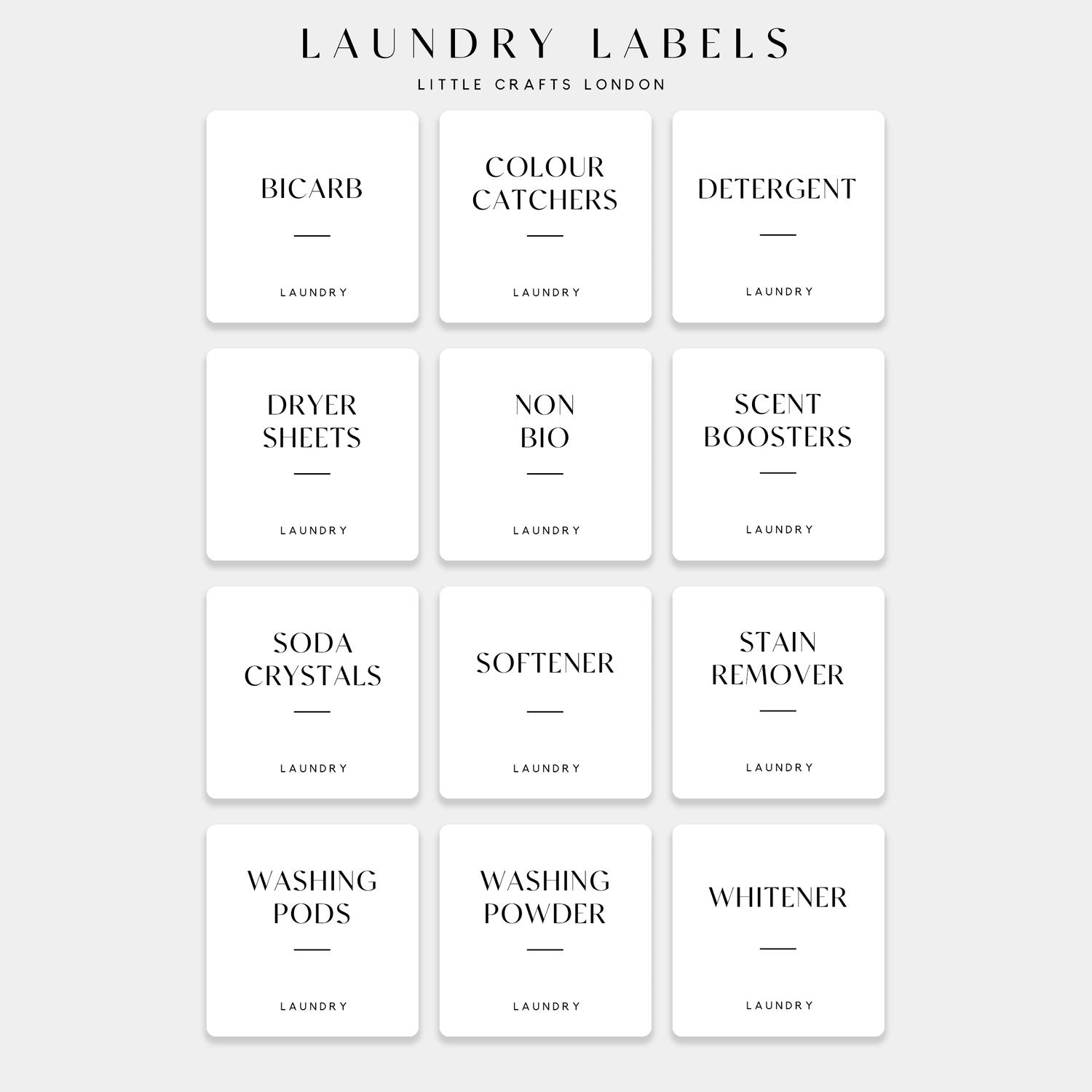 White Waterproof Laundry Labels 6 CM x 6 CM (12 Labels) - Little Crafts London