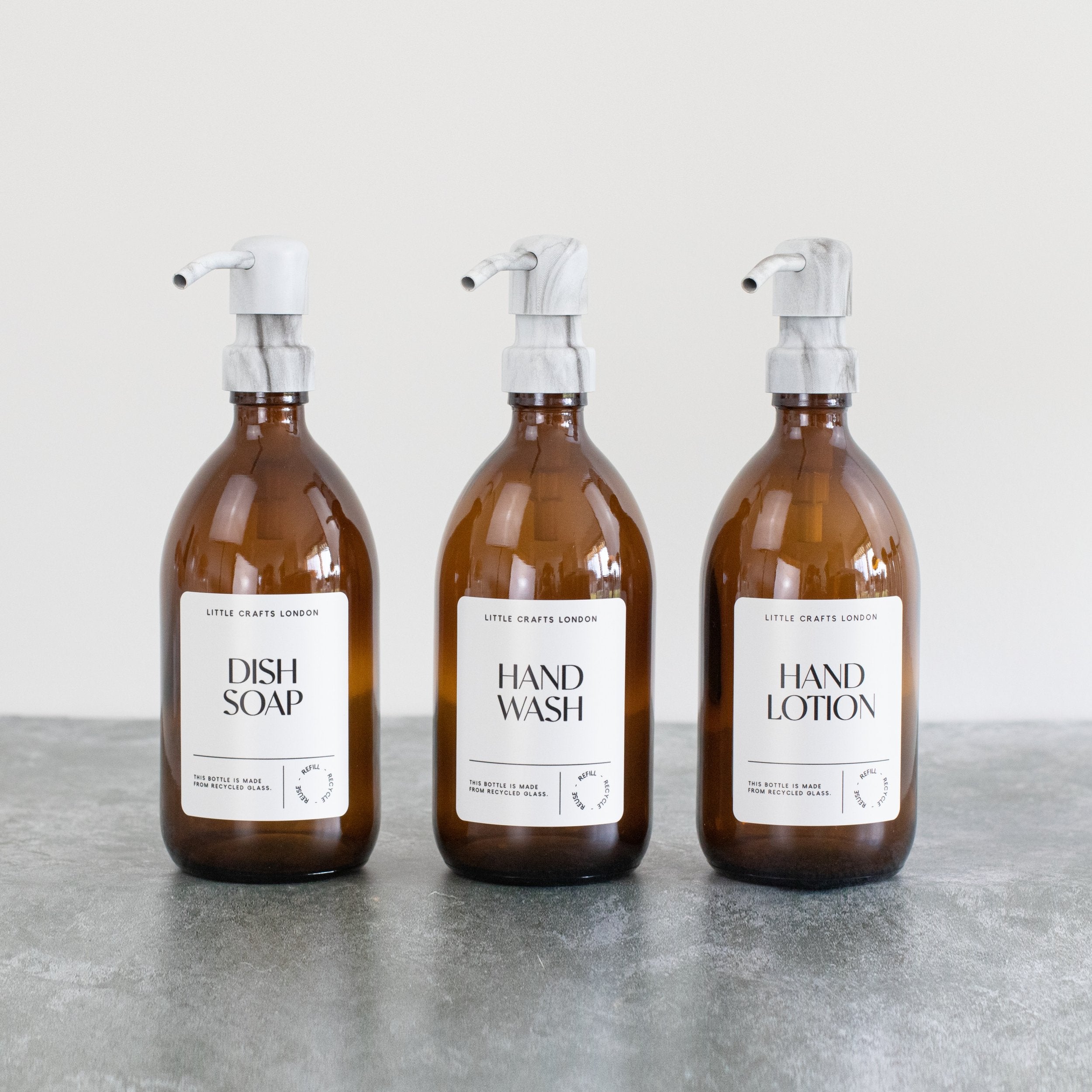 (Limited Availability) 500ml Amber Glass Bottle with Stainless Steel Pump - Little Crafts London