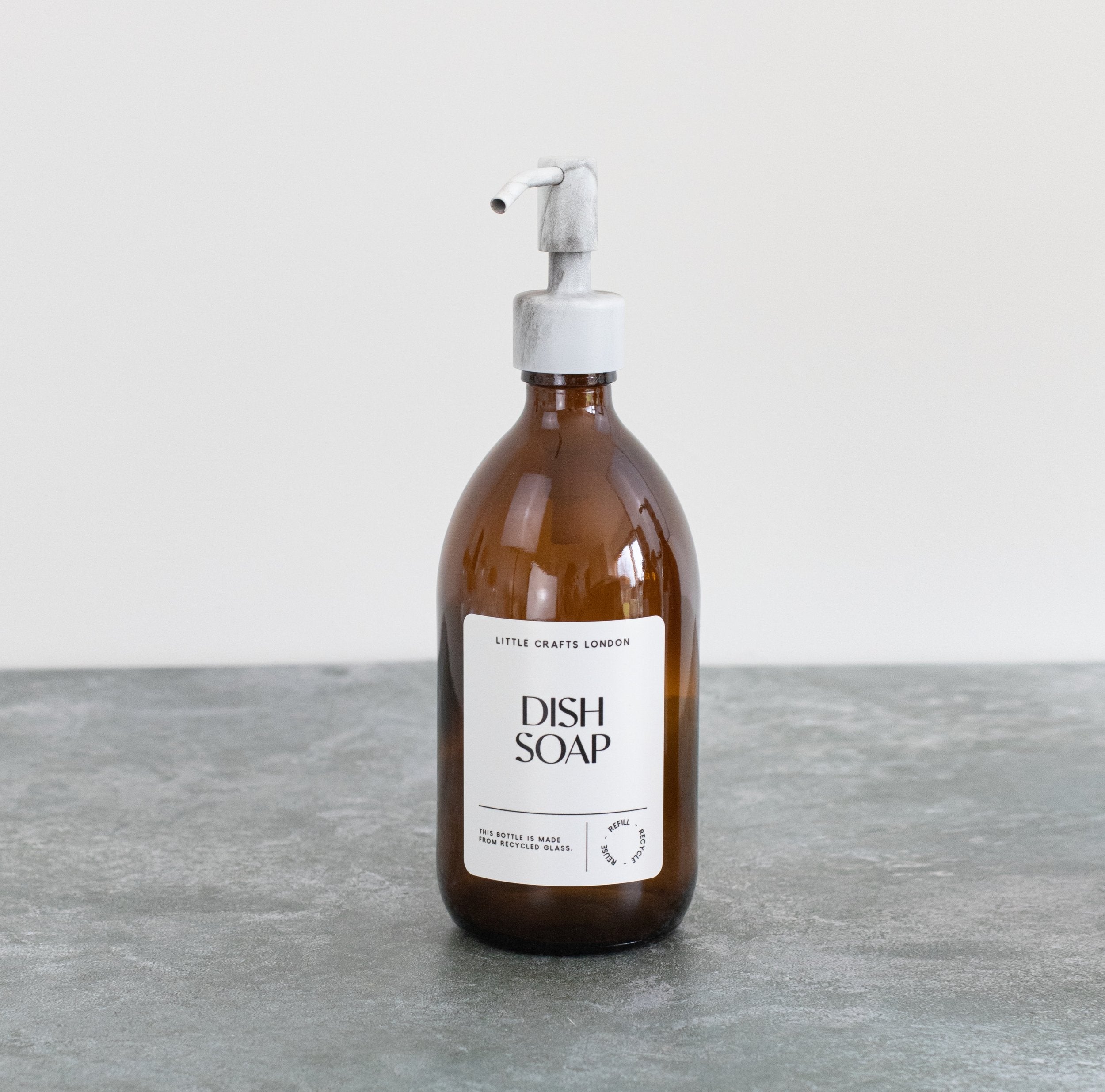 (Limited Availability) 500ml Amber Glass Bottle with Stainless Steel Pump - Little Crafts London