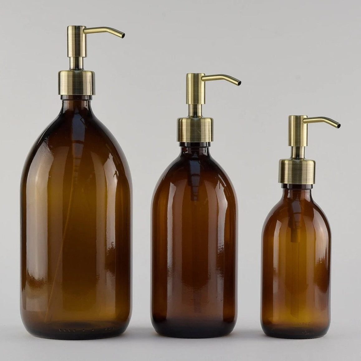 Amber Glass Bottle with Stainless Steel Pump - Little Crafts London