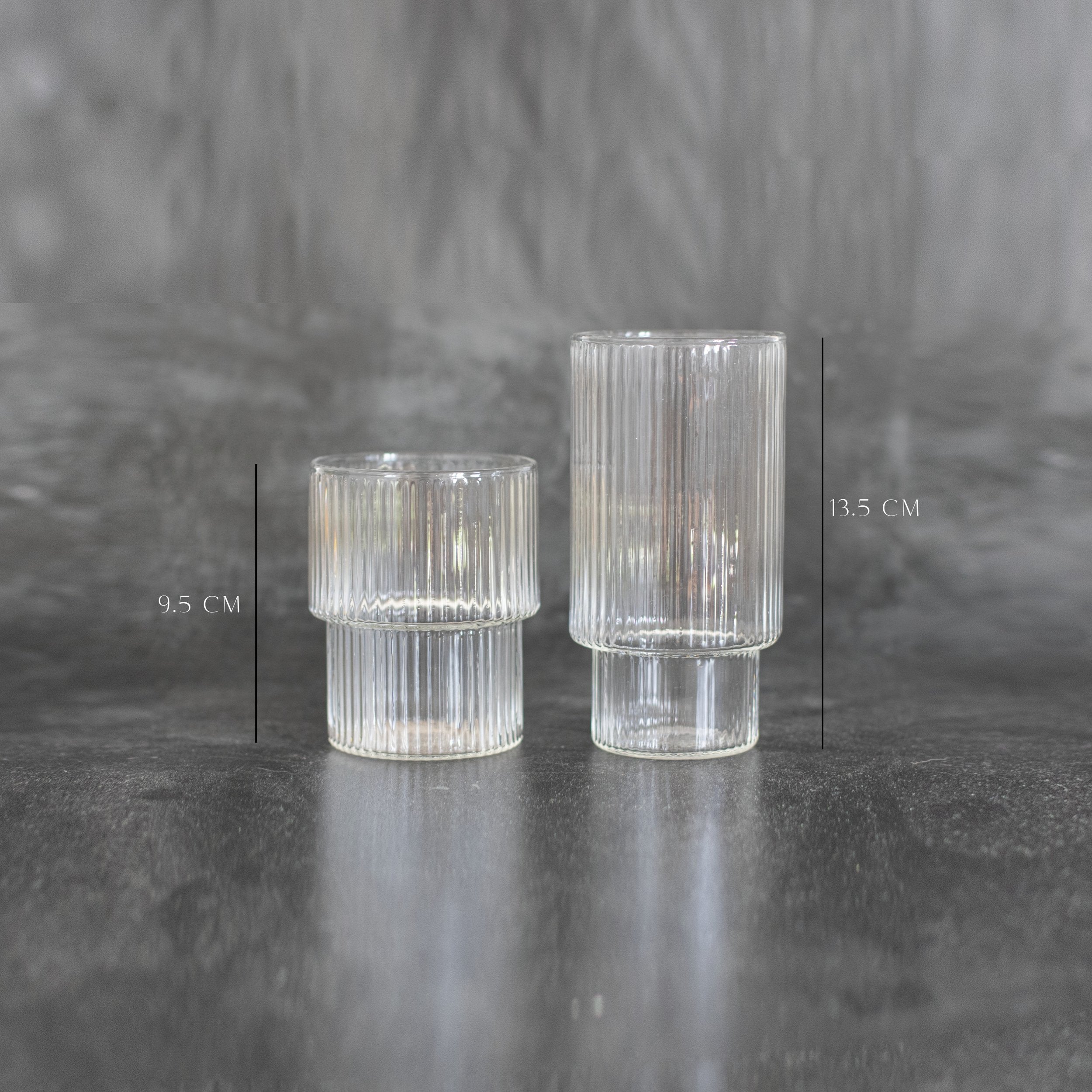 Tiered Ribbed Glass Cup (Choice of sizes) - Little Crafts London