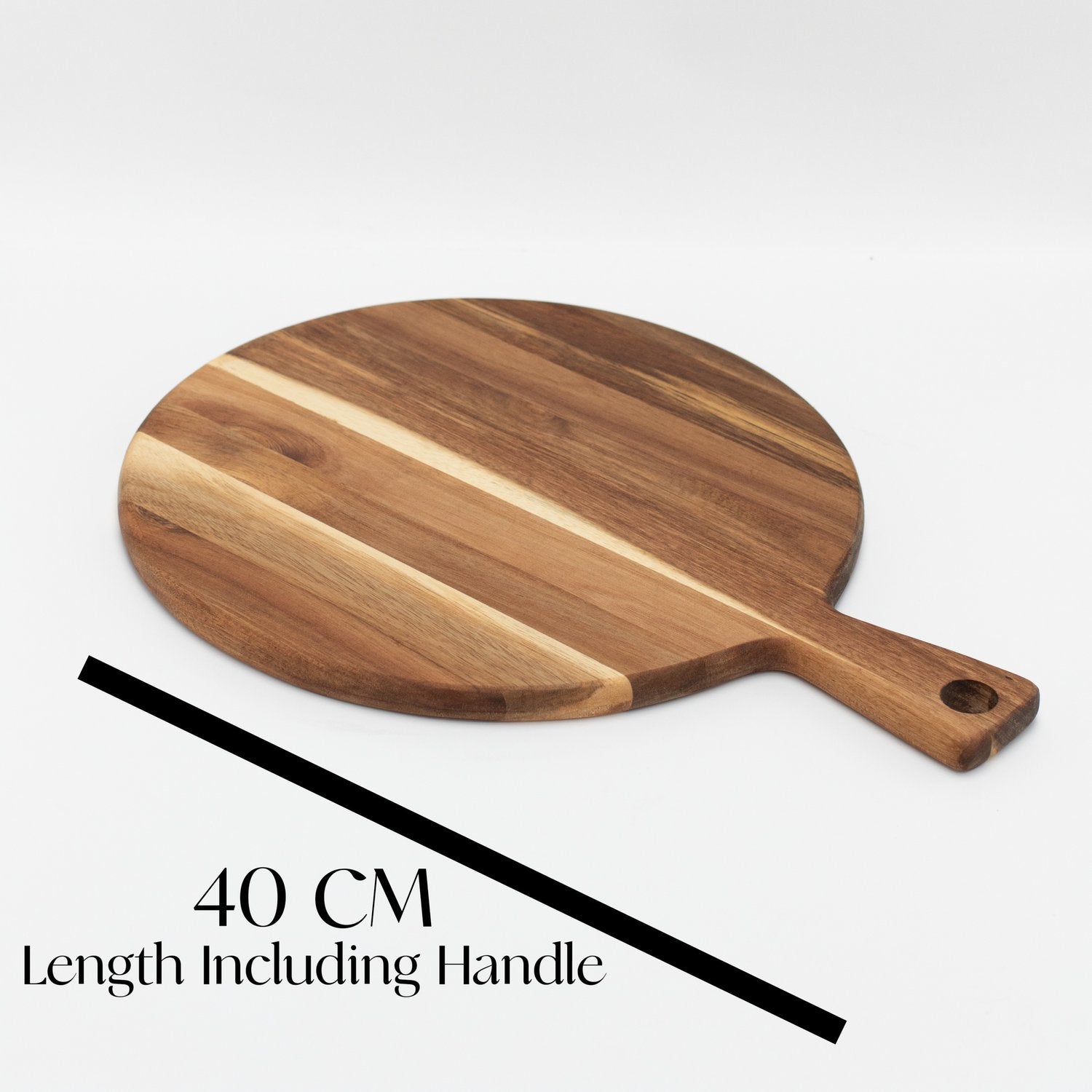 Acacia Wood Round Chopping Board with Handle 40 CM
