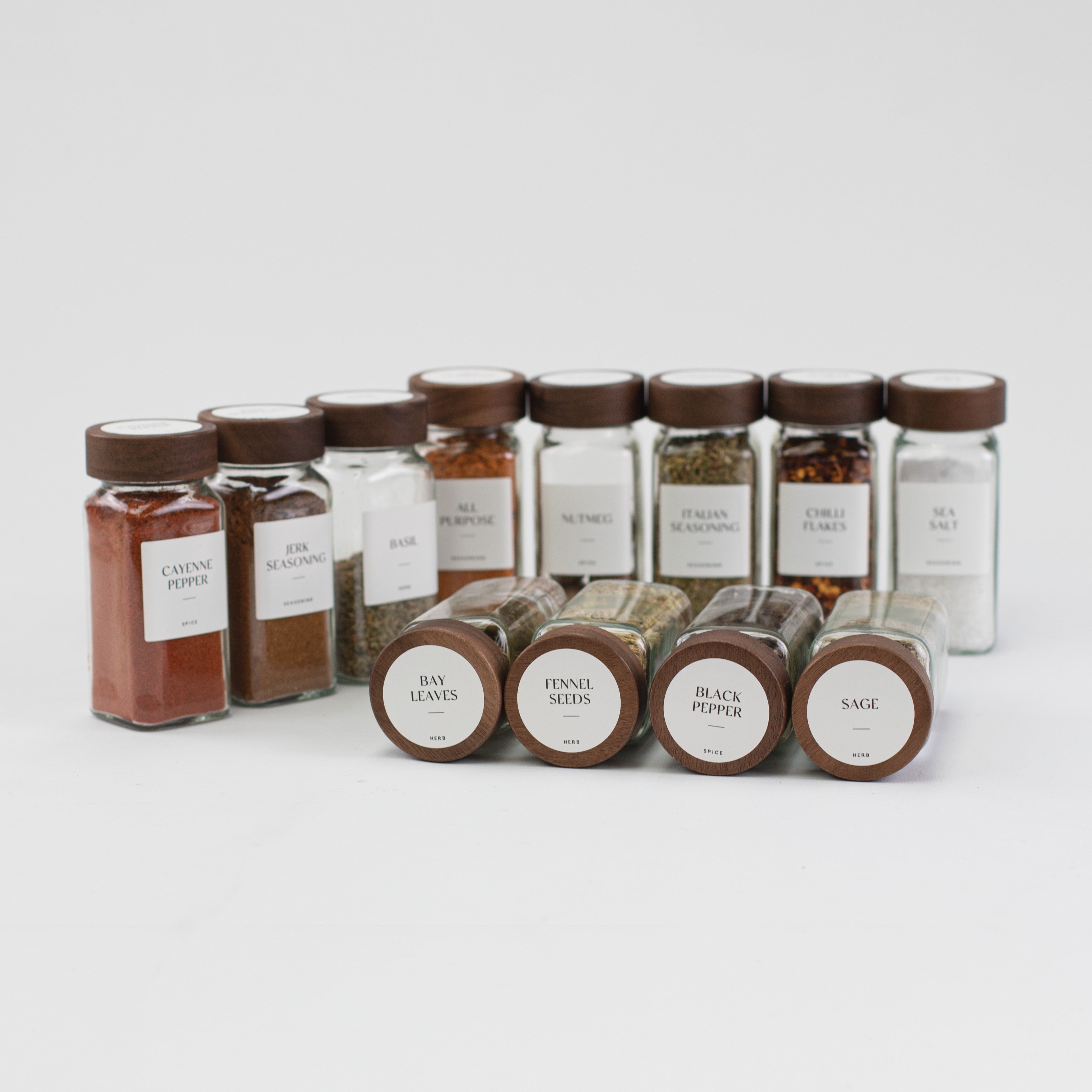 Set of 12 120ML Glass Spice Jar with Acacia Lid