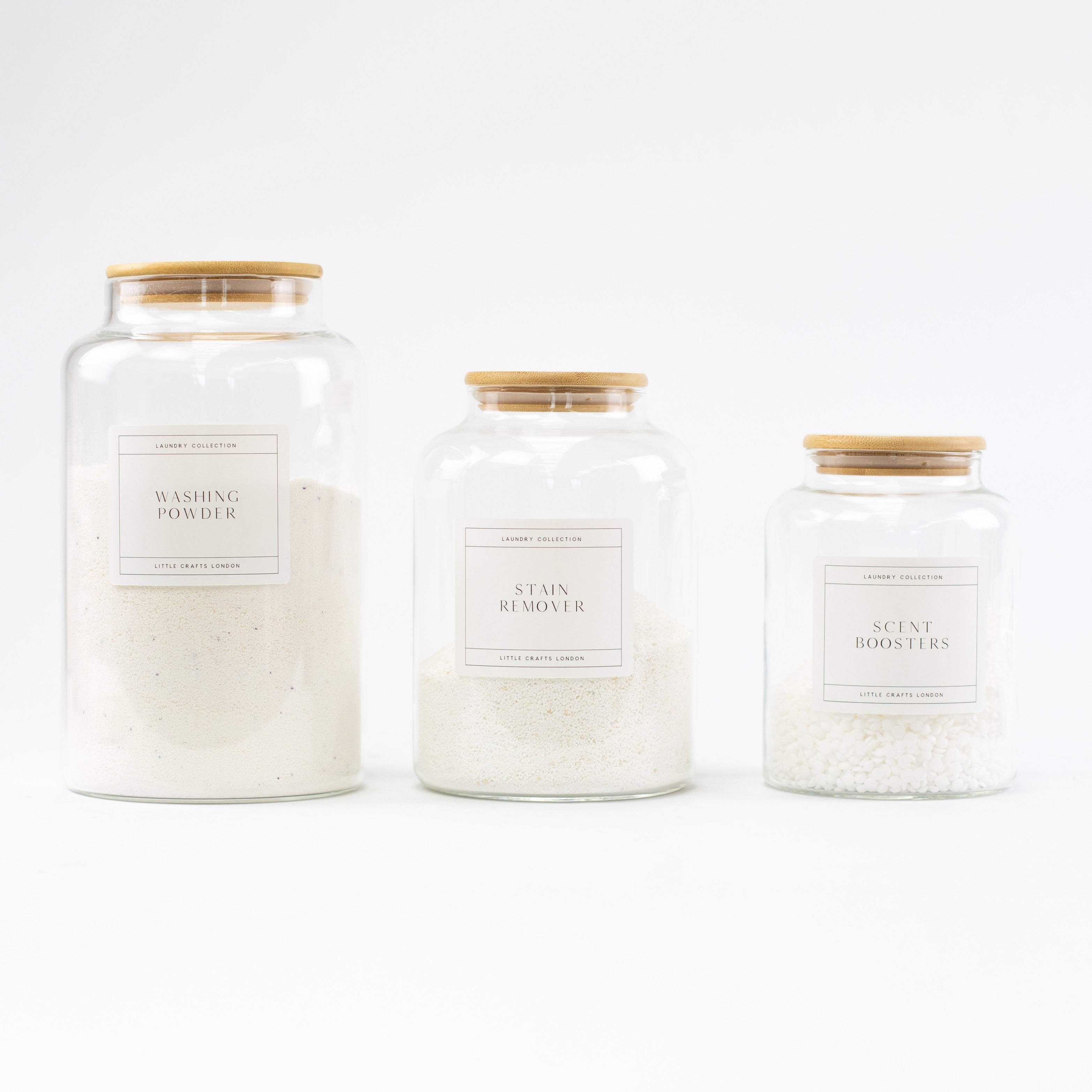 Set of 3 Bamboo Large Laundry Jars