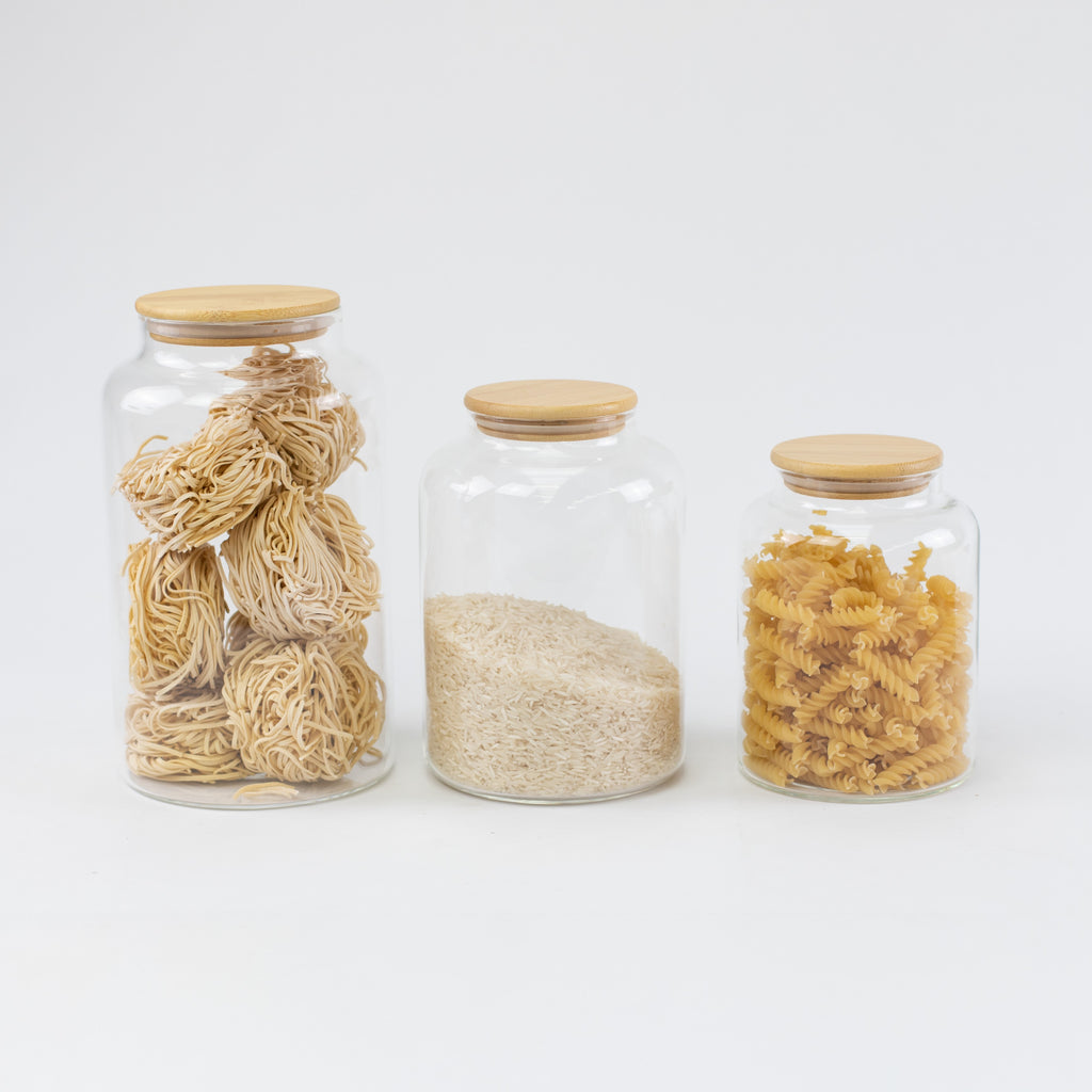 Large Glass Bamboo Pantry Jars
