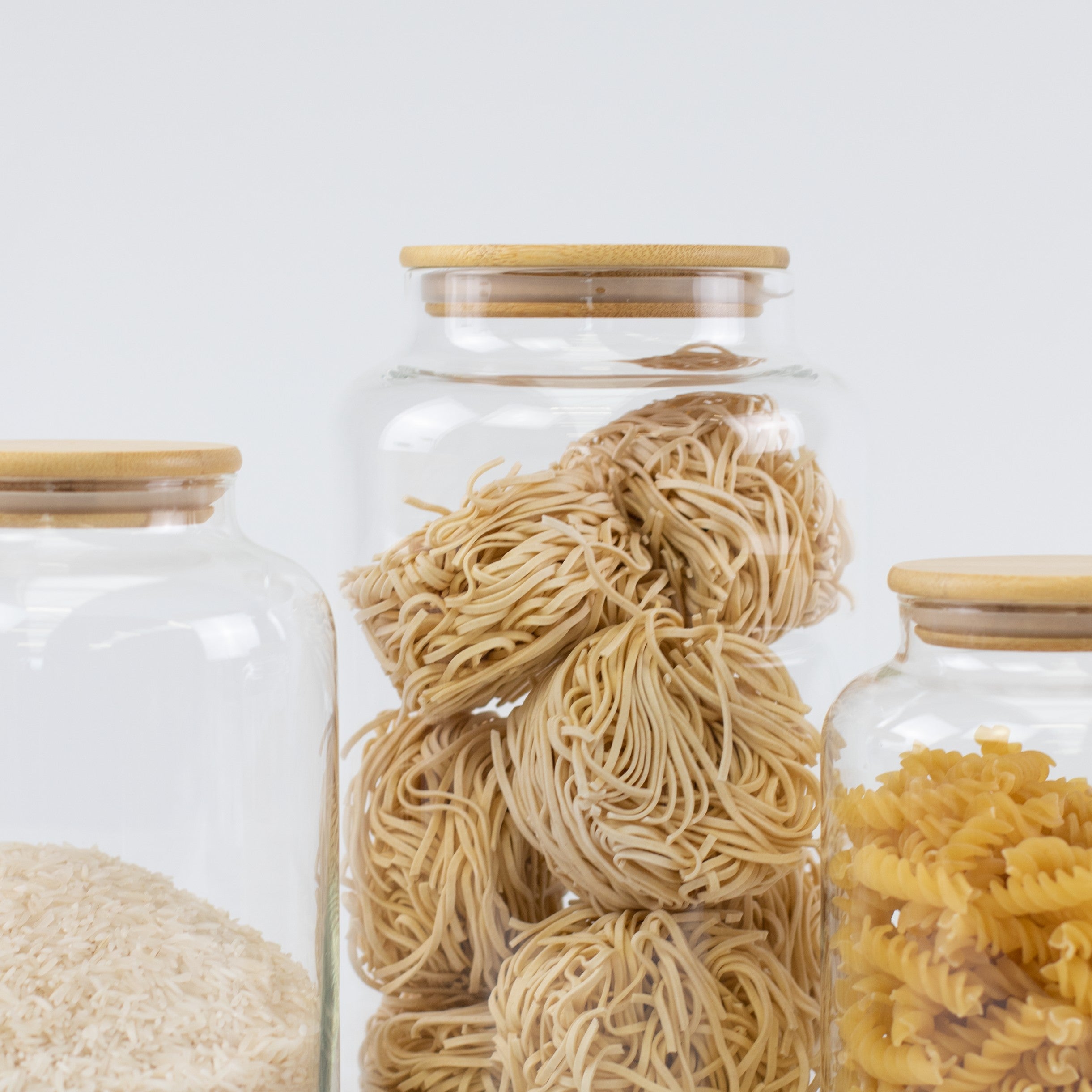 Large Glass Bamboo Pantry Jars