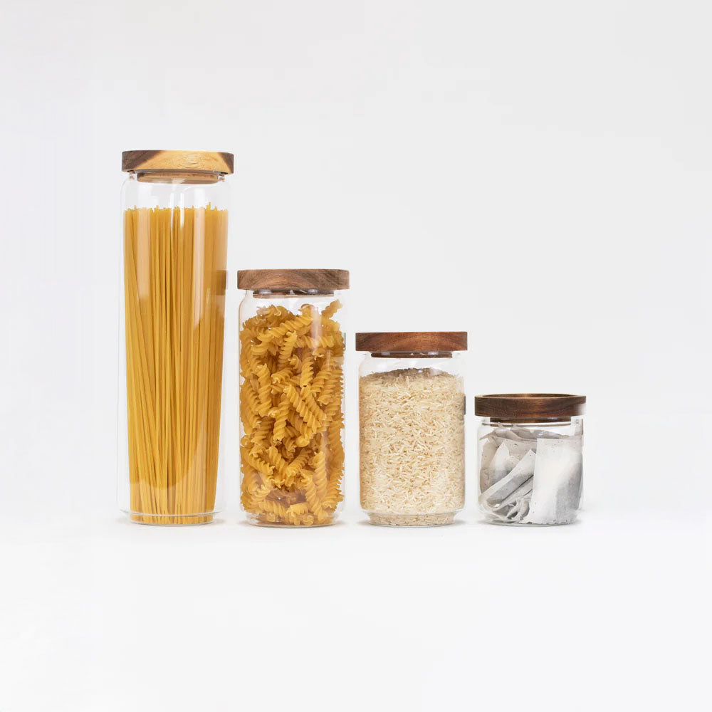 Glass Acacia Pantry Jars