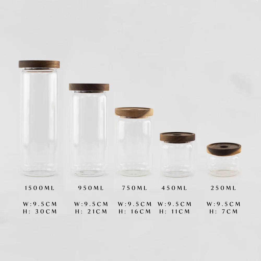 Glass Acacia Pantry Jars - Little Crafts London