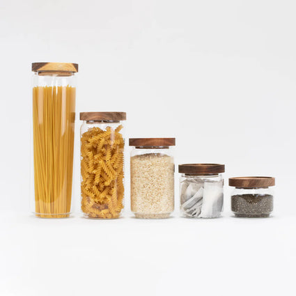 Glass Acacia Pantry Jars - Little Crafts London