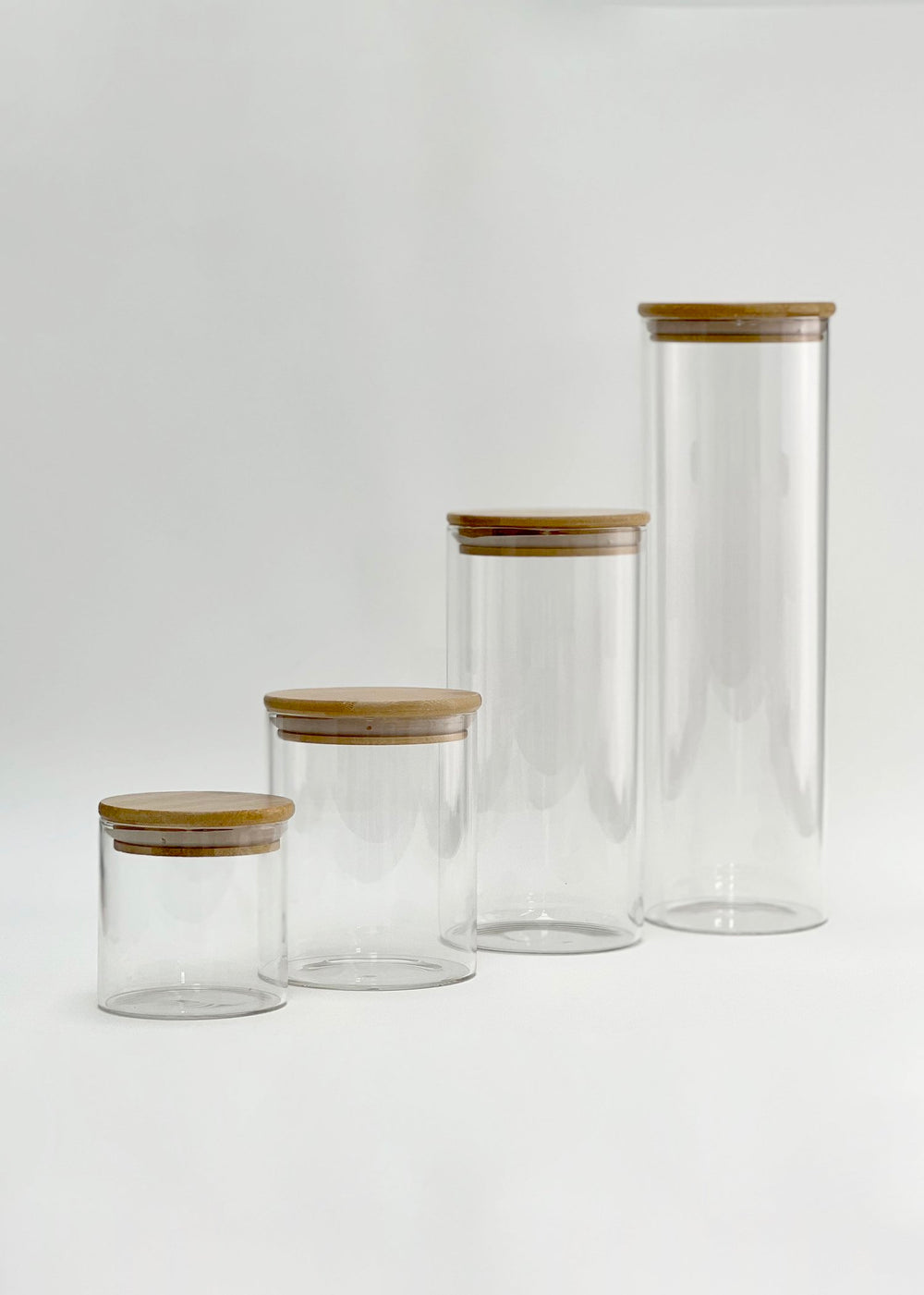 Glass Bamboo Pantry Jars
