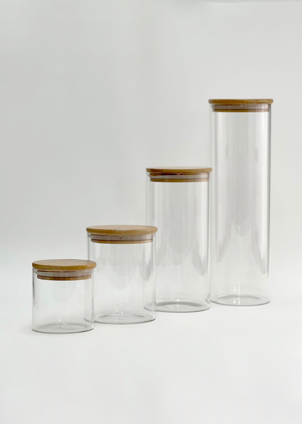 Glass Bamboo Pantry Jars