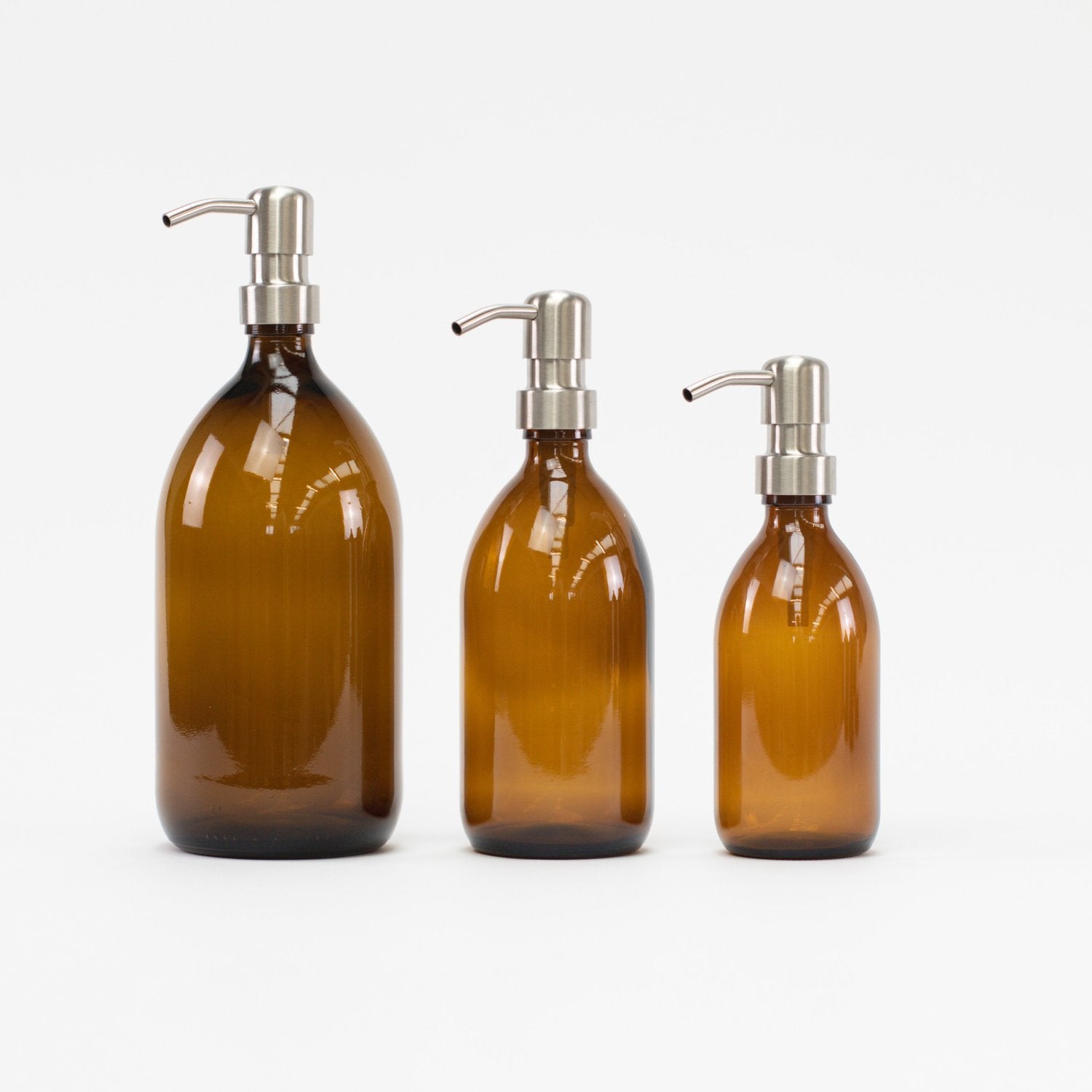 Amber Glass Bottle with Stainless Steel Pump - Little Crafts London