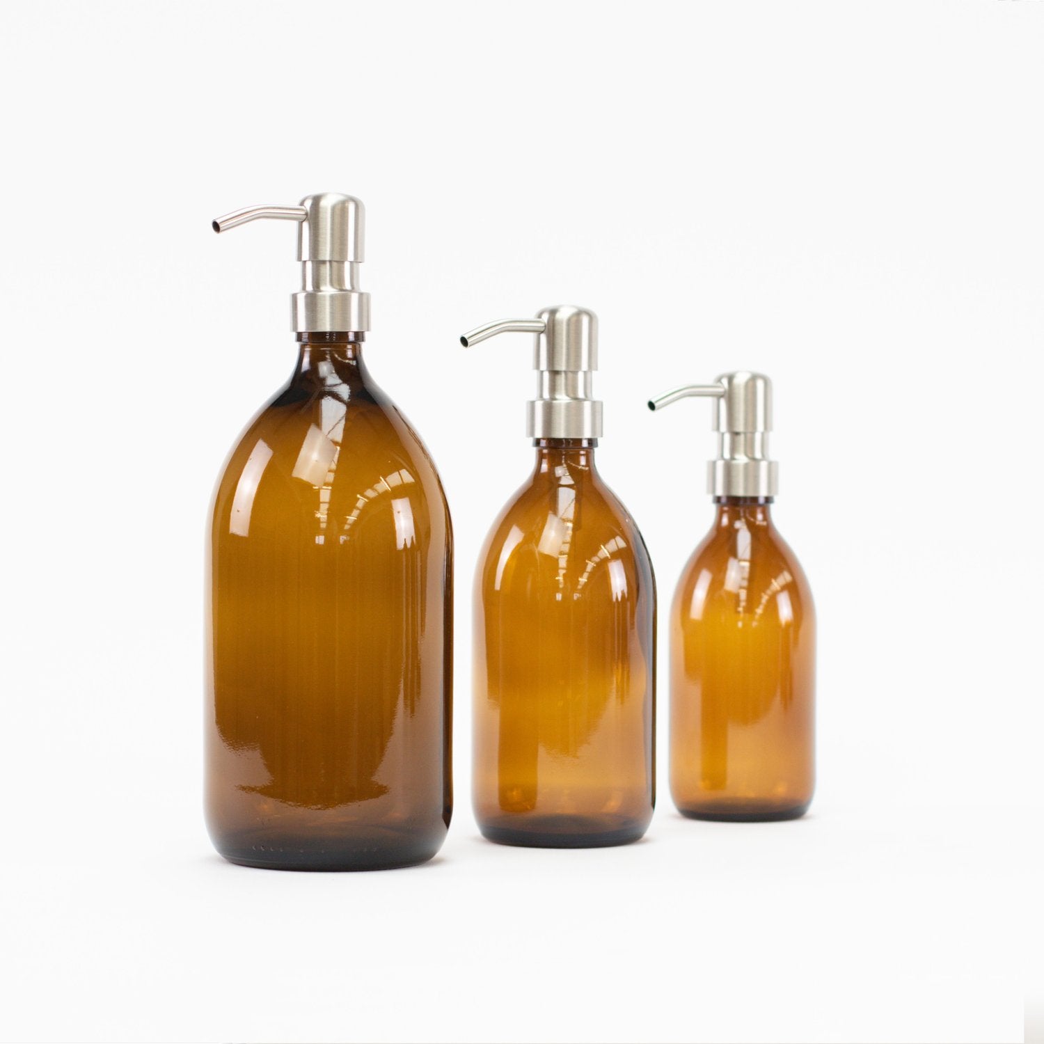 Amber Glass Bottle with Stainless Steel Pump - Little Crafts London