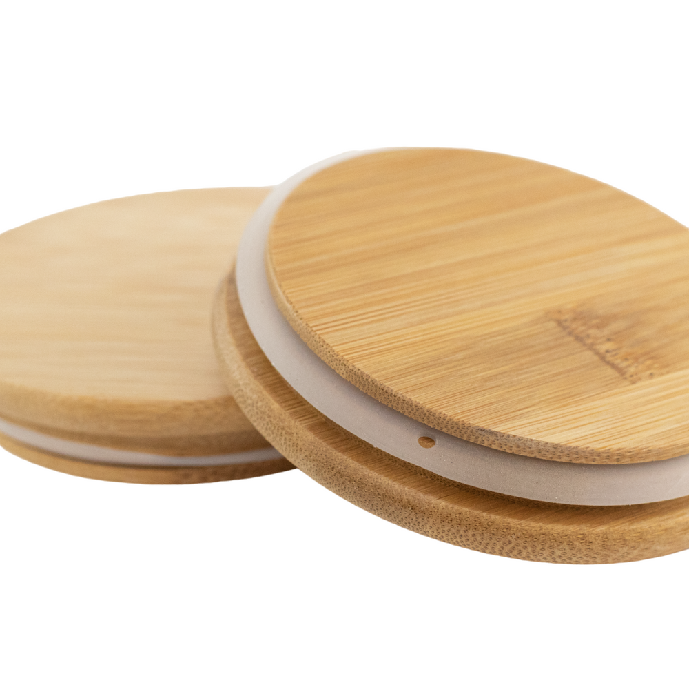 Set of 3 1400 ML Bamboo Glass Pantry Jars