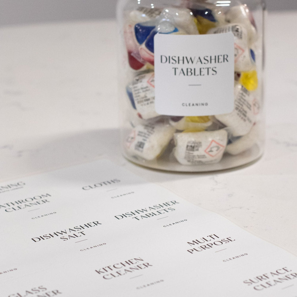 White Waterproof Cleaning Labels 6 CM x 6 CM (12 Labels)